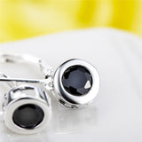 Clear Round CZ Earrings Cubic Zirconia Drop Black Gemstone Earrings