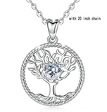 Sterling Silver Tree of life Pendant Necklace silver Nature Tree Necklaces with Crystal CZ for Birthday Gift