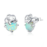 Elephant Opal Stud Earrings