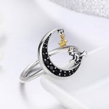 S925 sterling silver magic witch ring oxidized gold-plated zircon ring