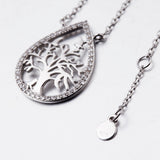 Life Tree Water Drop Necklace Zirconia Cubic Design Necklace