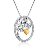 Life Tree Double Color Plating Necklace Heart Love Mother Necklace