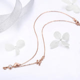 S925 Sterling Silver Heart Key Pendant Necklace Rose Gold Plated Zircon Necklace