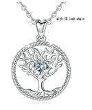 925 Sterling Silver Crystal Tree Necklace Tree of life Pendant Cubic zirconia Jewelry for women