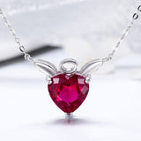 S925 Sterling Silver Red Angel Pendant Necklace White Gold Plated Zircon Necklace