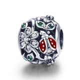  silver Oxidized zirconia flower border charms