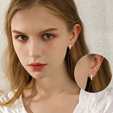 Exquisite semi-circular Earrings for Women,925 Sterling Silver Cubic Zircon Stud Earrings Jewelry Gifts for Women Girls