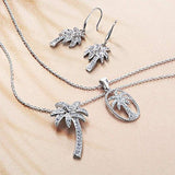 Nautical Pave Cubic Zirconia CZ Tropical Beach Palm Tree Pendant Necklace For Women For Teen 925 Sterling Silver