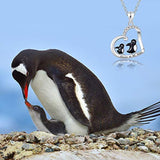 Cute Black Penguin Jewelry 925 Sterling Silver Love Heart Pendant Necklace for Mother Daughter - Always in My Heart