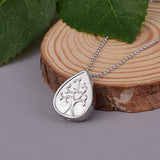 Tree of Life Memorial Gift Cremation Jewelry Sterling Silver Teardrop Urn Pendant Necklace for Ashes - No Longer by Side but Forever in My Heart