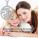 925 Sterling Silver Tree Of Life Elephant Pendant Necklace Mother Daughter Necklaces Jewelry Gift for Women Mom