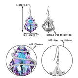 925 Sterling Silver CZ Vitrial Light Purple Baroque Hook Dangle Earrings Adorned with Crystals