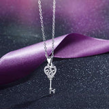 925 Sterling Sliver Heart Key Necklace for Women, Love and Hope Gift for Womens Girls - 18inches