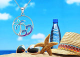 Opal Coconut Tree Necklace Beachy Beach Necklaces with 925 Sterling Silver Necklace for Women