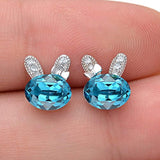 925 Sterling Silver CZ Lovely Bunny Stud Earrings Adorned With Crystals