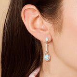 Sterling Silver White Opal Drop Earrings  Cubic Zirconia  Fire Opal Fine Jewelry for Women