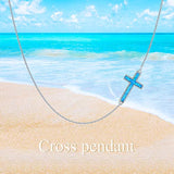 S925 Sterling Silver Sideways Cross Choker Opal Necklace for Women