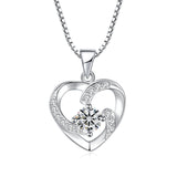 Korean Version Of The New 925 Sterling Silver Jewelry Love Rotation Item Decoration Female Simple Wild Clavicle Chain Heart-Shaped Rotating Pendant