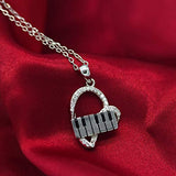 925 Sterling Silver Heart Pendant Piano Keyboard Necklace Music Jewelry for Women Girls