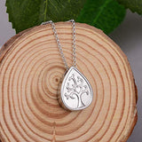 Tree of Life Memorial Gift Cremation Jewelry Sterling Silver Teardrop Urn Pendant Necklace for Ashes - No Longer by Side but Forever in My Heart