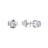 14K White Gold CZ Stud Earrings For Women