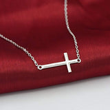 925 Sterling Silver Love God Cross in The Heart Pendant Sideways Cross Necklace Gifts for Women