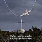 925 Sterling Silver Cross Sideways Necklace Jewelry for Women