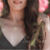 S925 Sterling Silver Sunflower Choker Necklace for Women Girls - You are My Sunshine