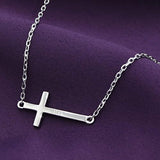 925 Sterling Silver Love God Cross in The Heart Pendant Sideways Cross Necklace Gifts for Women