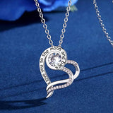 Heart Sterling Silver Necklace for Women CZ Heart Pendant I Love You to The Moon and Back Necklaces