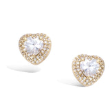 Yellow Gold plated Created Sapphire Halo Cubic Zirconia CZ Stud Earrings  Fashion Jewelry