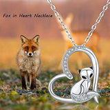 Fox Jewelry Gifts for Fox Lover 925 Sterling Silver Fox Necklace Cute Animal Heart Pendant for Women Girlfriend