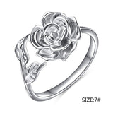 Rose Flower Ring for Women S925 Sterling Silver Adjustable Wrap Open Ring