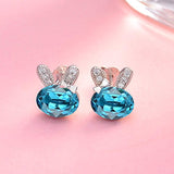 925 Sterling Silver CZ Lovely Bunny Stud Earrings Adorned With Crystals