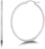 White Gold Plated 925 Sterling Silver Inside-Out CZ Cubic Zirconia Large Big Hoop Earrings Dainty Fine Jewelry For Women Girls, 25-50mm