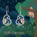 Sterling Silver Cute Sloth Animal Dangle Drop Earrings for Women Girls