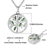 925 Sterling Silver Cubic Zirconia Tree Of Life Family Pendant Necklace