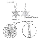 Women's 925 Sterling Silver CZ Winter Party Snowflake Hook Dangle Earrings Clear