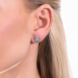 Rhodium Plated Sterling Silver Oval Fashion Stud Earrings