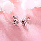 S925 Sterling Silver Rose Flower Earrings Jewelry for Women