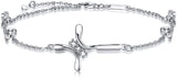 Cross Anklet For Women 925 Sterling Silver Charm Adjustable Foot Anklet,