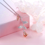 S925 Sterling Silver Rose Flower Pendant Necklace Jewelry for Women