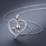 925 Sterling Silver Elephant Necklace Love Heart Mom Necklace for Women New Mom Daughter