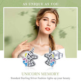 S925 Sterling Silver Cubic Zircon Cute Kid Unicorn Stud Earrings For Women