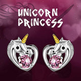 Sterling Silver Unicorn Earrings, Crystals from Swarovski Stud Earrings, Unicorn Jewelry Gifts for Women