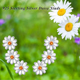 Daisy Flower Stud Earrings 925 Sterling Silver Sunflower Earrings for Sensitive Ears for Daily Wear Daisy Floral Jewelry  for Women