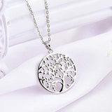 925 Sterling Silver Owl Tree of Life Pendant Necklace