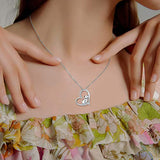 Fox Jewelry Gifts for Fox Lover 925 Sterling Silver Fox Necklace Cute Animal Heart Pendant for Women Girlfriend