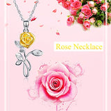 Rose Necklace Sterling Silver Rose Flower Pendant Necklace Gifts for Women Girls