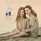 Cute Black Penguin Jewelry 925 Sterling Silver Love Heart Pendant Necklace for Mother Daughter - Always in My Heart